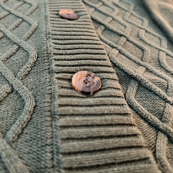 Volcom Dark Green Button-Up Cardigan Sweater XS – Cozy Pockets, Long Fit - Picture 4 of 6